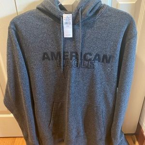 BNWT American Eagle Men’s Medium Embroided Hooded Sweatshirt Gray